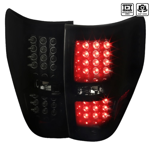 Spec-D Tuning 09-12 Ford F150 LED Tail Light Glossy Black Housing With Smoke Lens LT-F15009BBLED-TM - main